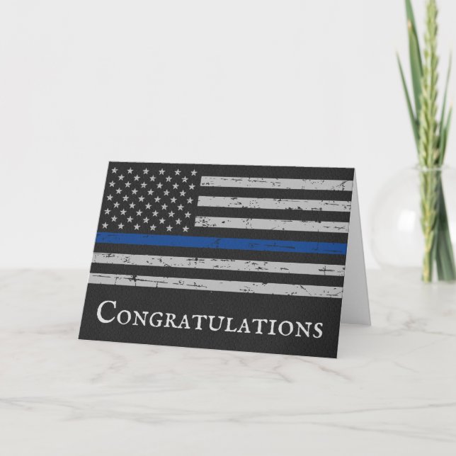 Polis Studenten Grattisar Thin Blue Line Kort (Framsida)