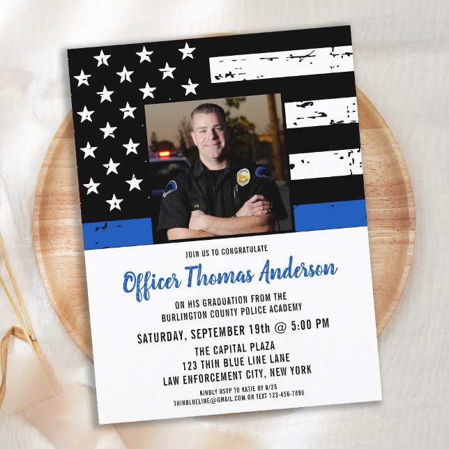 Polis Studenten Thin Blue Line Tillsatta lagar Inbjudan Vykort (Skapare uppladdad)