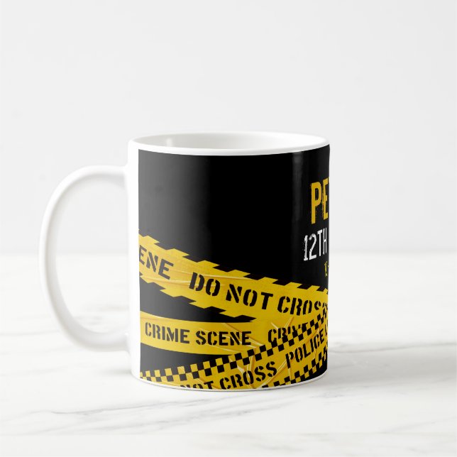 Polis-tema födelsedag med polisband design kaffemugg (Vänster)