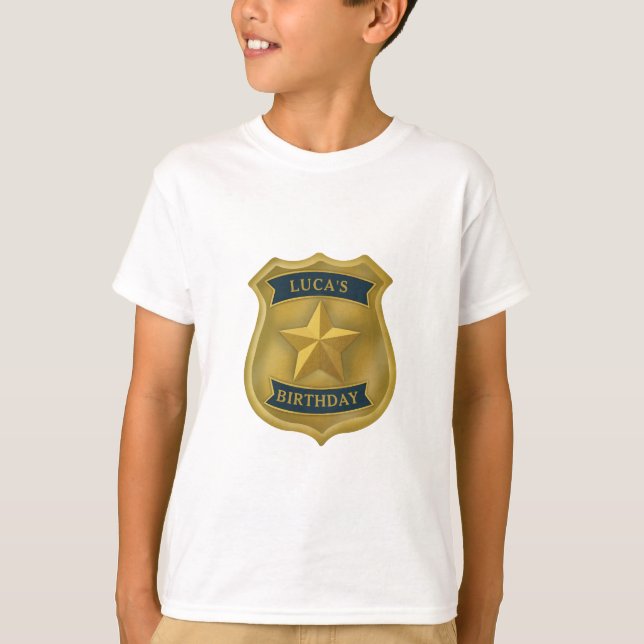 Polis-tema Polisman Polis Födelsedags Pojke T Shirt (Framsida)