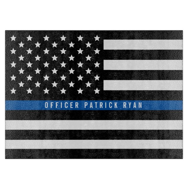 Polis Thin Blue Line American Flagga Namn (Framsidan)