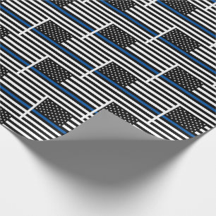 Polis Thin Blue Line American Flagga Presentpapper