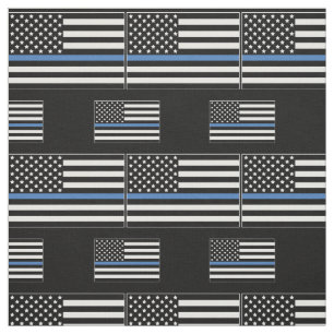 Polis Thin Blue Line American Flagga Tyg