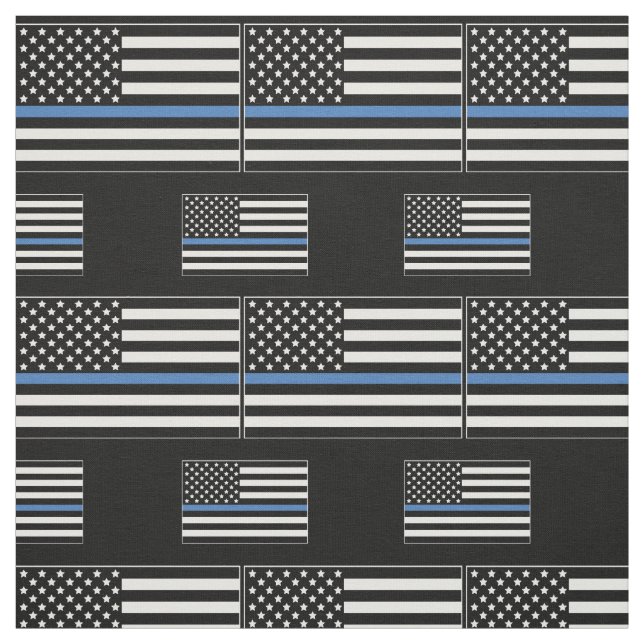 Polis Thin Blue Line American Flagga Tyg (Provkarta)