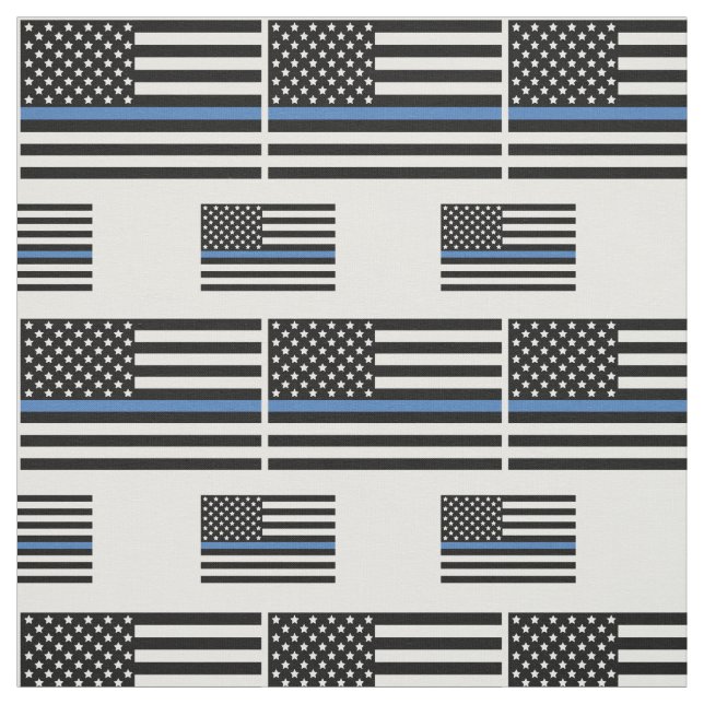 Polis Thin Blue Line American Flagga Tyg (Provkarta)
