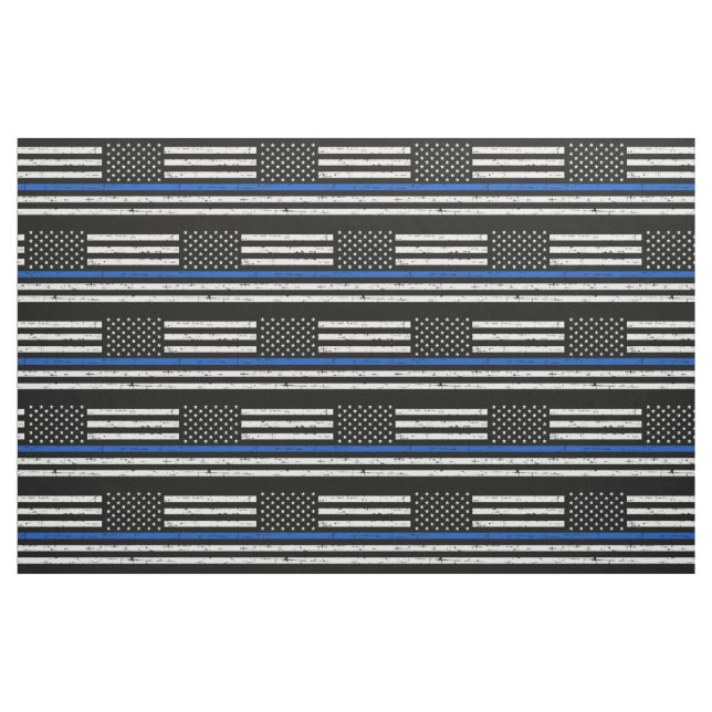 Polis Tillsatta lagar Thin Blue Line Fabric Tyg (Fat Quarter)