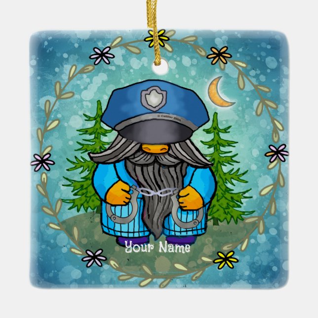 Polis tomte  julgransprydnad keramik (Framsida)