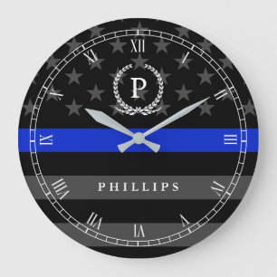 Polis utformad amerikanska flagganMonogram Stor Klocka