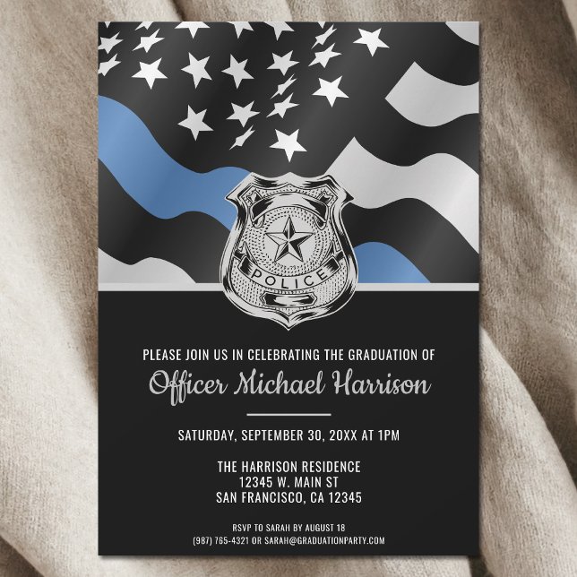 Polisakademin Tillsatta lagar Studenten Inbjudningar (Police Academy Law Enforcement Graduation Invitation)