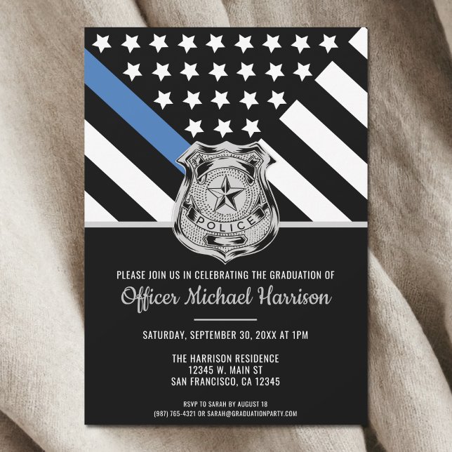 Polisakademin Tillsatta lagar Studentfest Inbjudningar (Police Academy Law Enforcement Graduation Party Invitation)