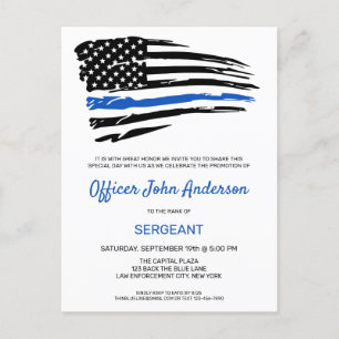 Polisansvarig Thin Blue Line Party Meddelande Vykort
