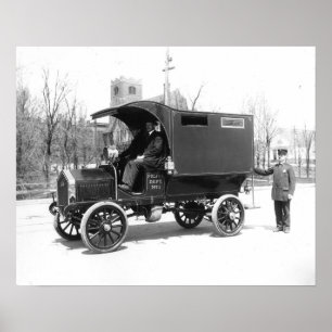 Polisarrestvagn, 1909. Gammalt fotografi Poster