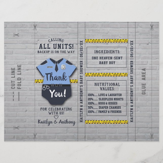 Polisassistent Babystölder DIY Candy Pub Wrapper (Framsida)