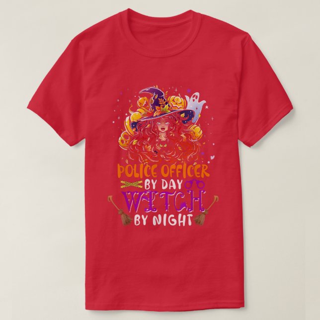 Polisassistent efter dagsljus med nattlig nuny Wit T Shirt (Design framsida)