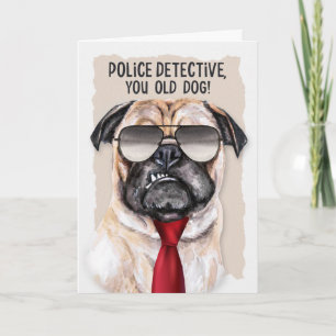 Polisassistent Funny Pug Hund Pension Kort