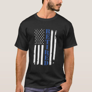 Polisassistent, stolt Retrött Thin Blue Line Flagg T Shirt