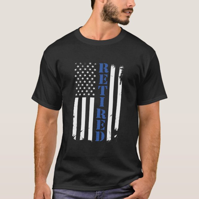 Polisassistent, stolt Retrött Thin Blue Line Flagg T Shirt (Framsida)