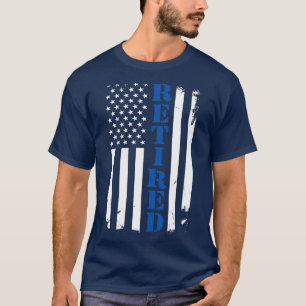 Polisassistent, stolt Retrött Thin Blue Line Flagg T Shirt