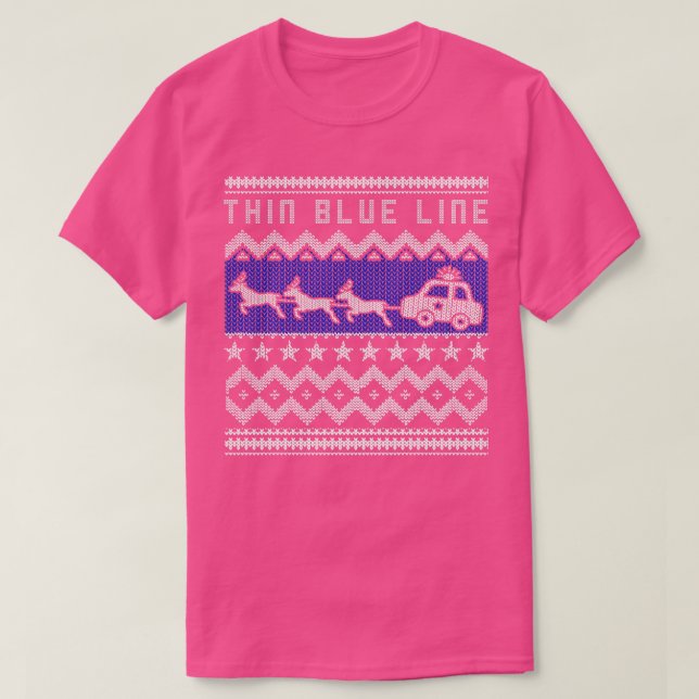 Polisassistent Thin Blue Line Ugly jul Sweat T Shirt (Design framsida)