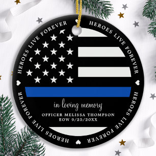 Polisassistent vid fallskärm EOW Thin Blue Line  Julgransprydnad Keramik