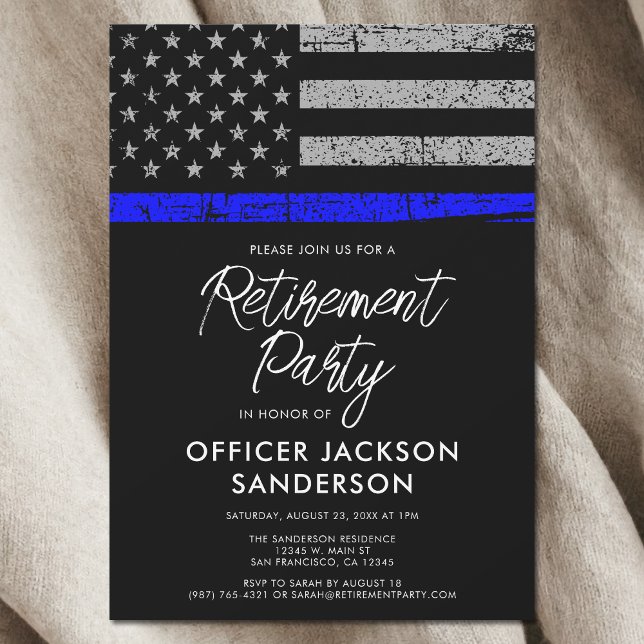 Polisassistent vid Pension Party Tillsatta lagar Inbjudningar (Police Officer Law Enforcement Retirement Party Invitation)