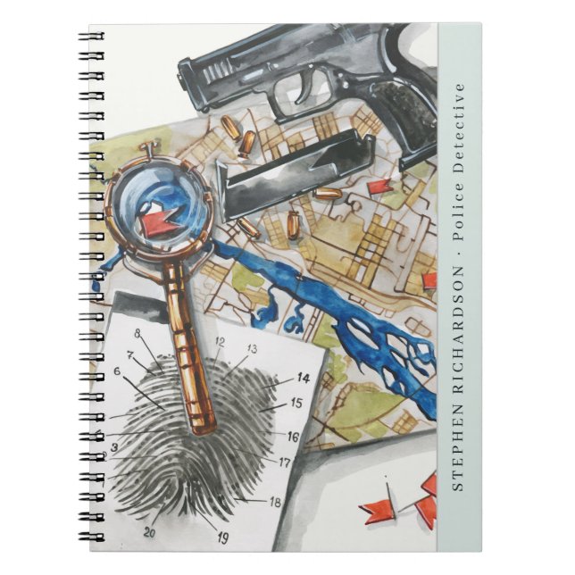 Polisassistent Watercolor Monogram Anteckningsbok (Framsidan)