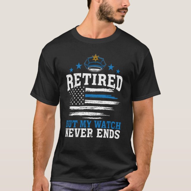 Polisassistenten är trött men min bevakning slutar t shirt (Framsida)