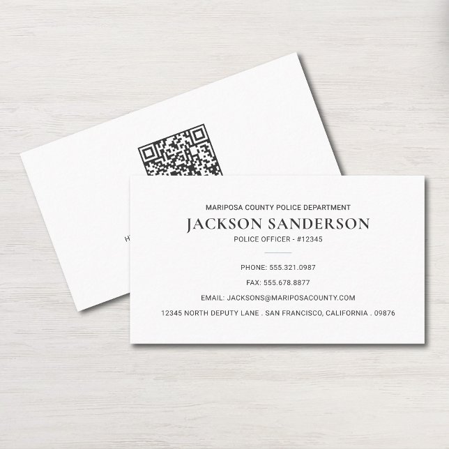 Polisavdelning Rättighetshandhavare QR-kod Visitkort (Police Officer Department Law Enforcement QR Code Business Card)