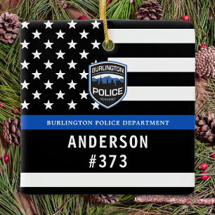 Polisavdelningen Blue Anpassningsbar Logotyp Tills Julgransprydnad Keramik