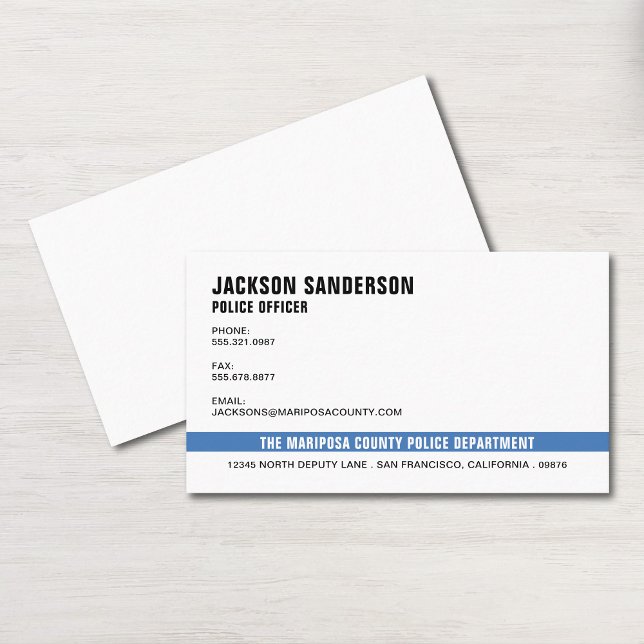 Polisavdelningen i Tillsatta lagar Visitkort (Police Department Law Enforcement Officer Business Card)
