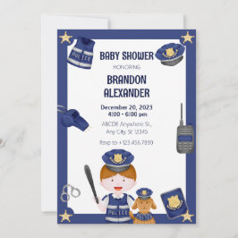 Polisbaby pojke baby shower Inbjudan