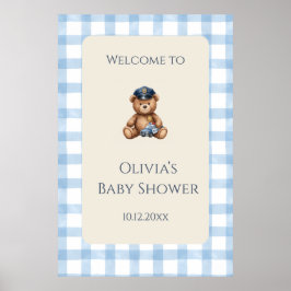 Polisbamse Gingham Baby Shower Poster