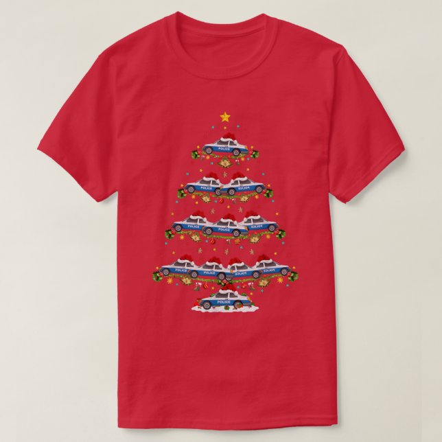 Polisbil Älskare Matching Santa Police Car Christm T Shirt (Design framsida)