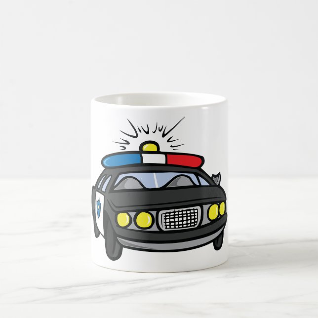 Polisbil med blinkande sirenljus kaffemugg (Skapare uppladdad)