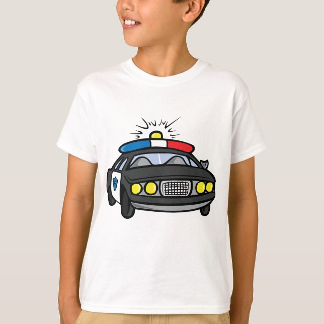 Polisbil med blinkande sirenljus t shirt (Framsida)