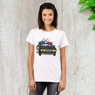 Polisbil med blinkande sirenljus t shirt