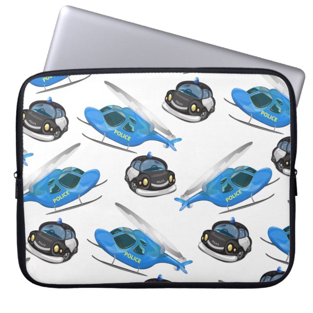 Polisbil och helikopter laptop sleeve (Framsidan)