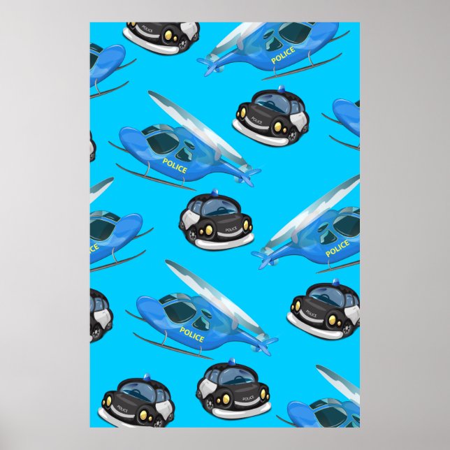 Polisbil och helikopter poster (Framsidan)