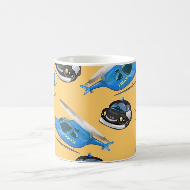 Polisbilar och helikopter kaffemugg (Center)