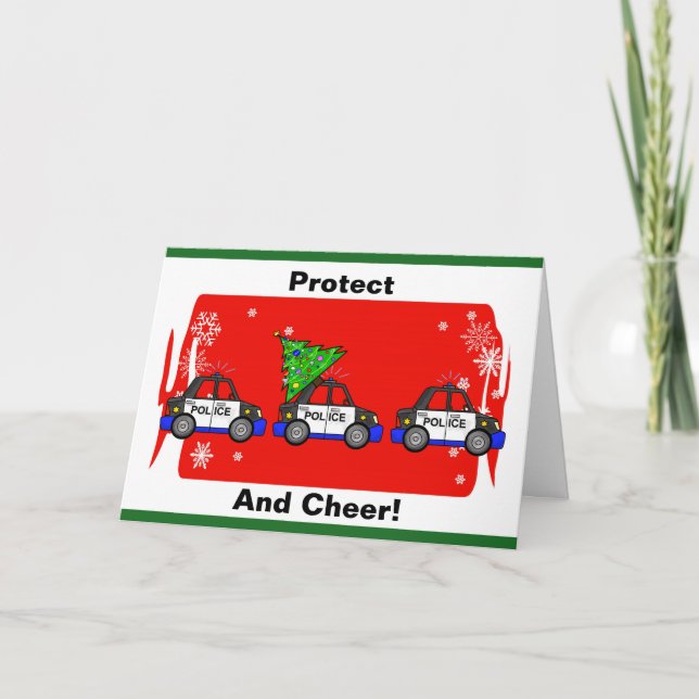 Polisbilar & trädjulkort helgkort (Framsida)