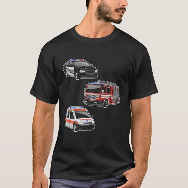 Polisbilens brandsläckare Lastbil Ambulance First  T Shirt (Framsida)