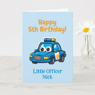 Polisbils Gratulationer, Pojke, 5-årsdag Kort