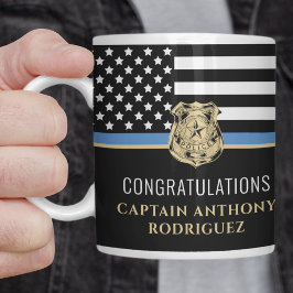 Polisblå Flagga Grattis Pension Kaffemugg