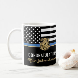 Polisblå Flagga Grattis Pension Kaffemugg