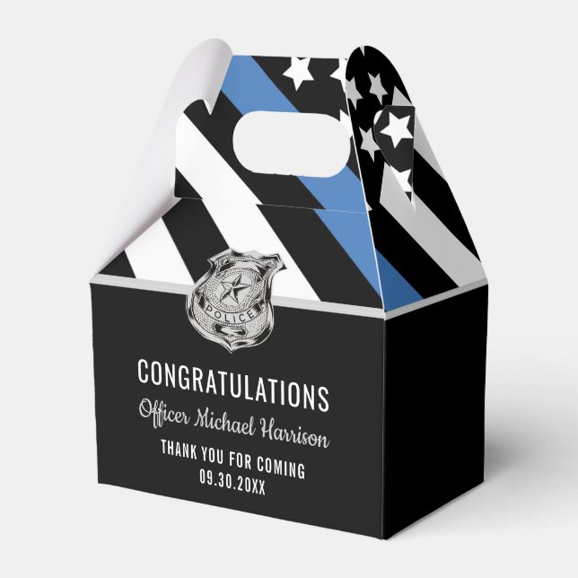 Polisblå Flagga Grattis Studenten Presentaskar (Framsidan Sidan)
