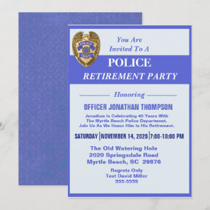 Polisblå linje och Badge Pension Inbjudningar