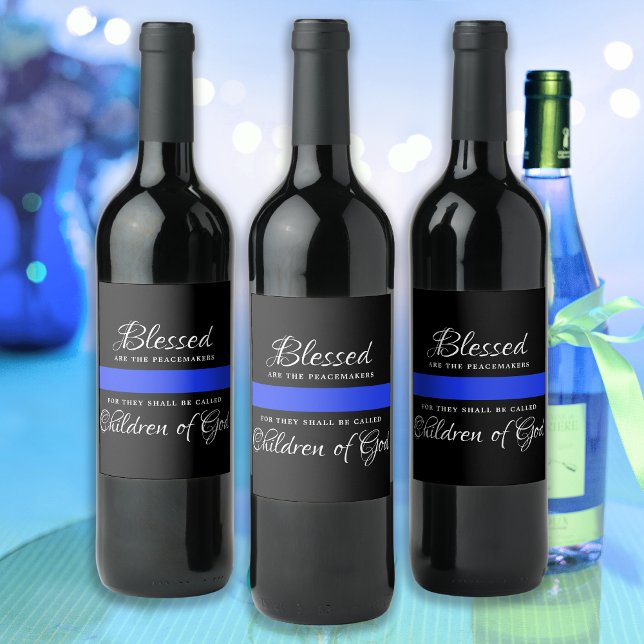 Polisblå linje Party Tillsatta lagar Thin Blue Lin Vinflaska Etikett (Skapare uppladdad)