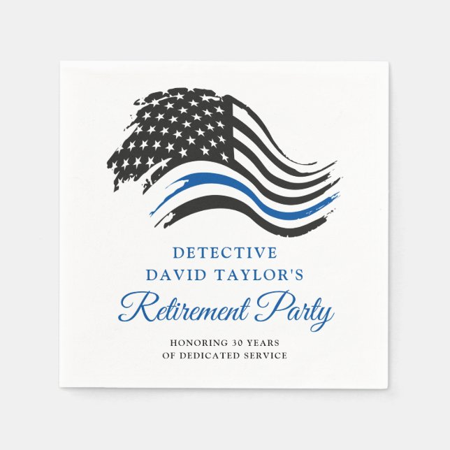 Polisblå linje Pension Party Thin Blue Line Pappersservett (Framsidan)