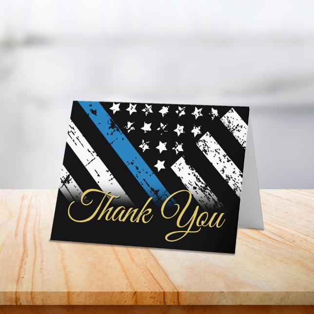 Polisblå linje Tillsatta lagar First Responder Tack Kort (Police Blue Line Law Enforcement First Responder Thank You Card)