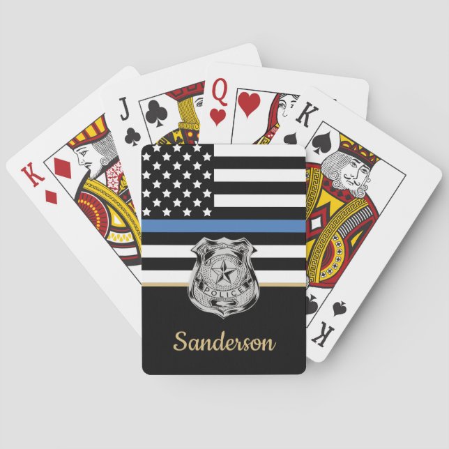 Polisblå linje Tillsatta lagar Pension Thin Blue L Casinokort (Baksidan)